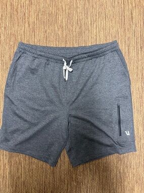 Vuori Heather Charcoal Athletic Drawstring Shorts